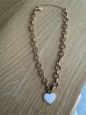 Time and Tru Gold-Tone Chain Necklace with mother of pearl heart Charm